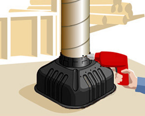 Attach construction tube to SquareFoot™ footing form with a minimum of 4, 1“(2.5cm)screws.